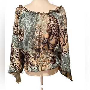 Cato Bell Sleeve Paisley Top Size XL long Sleeve
